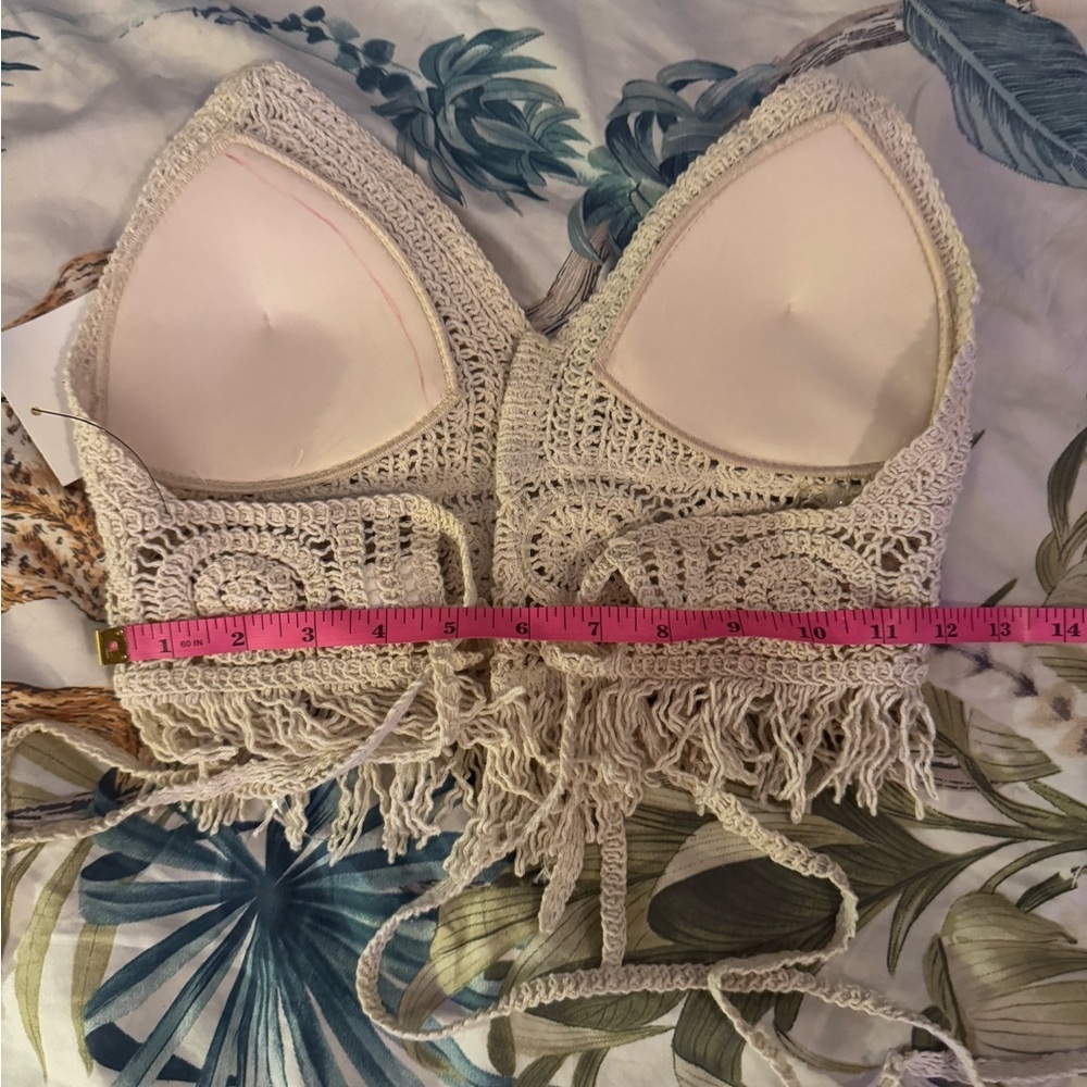 FORE Women’s Festival Crochet Halter Neck Babydoll Tank Top - Picture 6 of 8